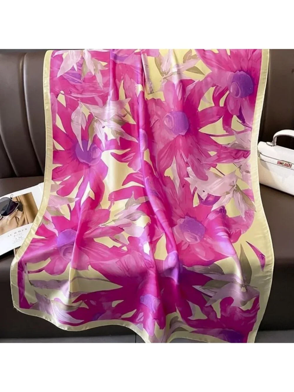 Luxury Oversized Silk Scarf - Lightweight Satin Shawl Wrap for Fashionable Style